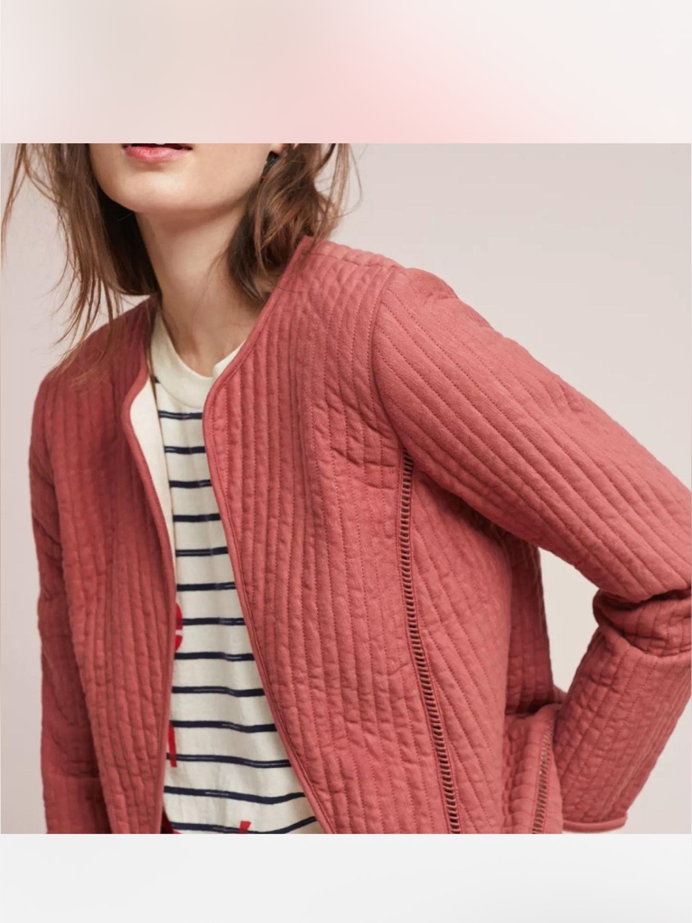 Anthropologie Akemi + Kin Dusty Rose Quilted Jacket EUC XS